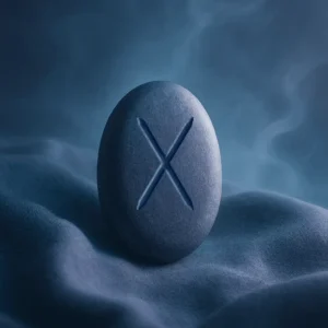Gebo – Elder Futhark rune symbol for gift and balance in exchange, carved in stone
