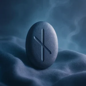 Nauthiz – Elder Futhark rune symbol for endurance and self-discipline, carved in stone