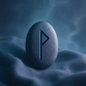 Wunjo – Elder Futhark rune symbol for joy and harmony, carved in stone